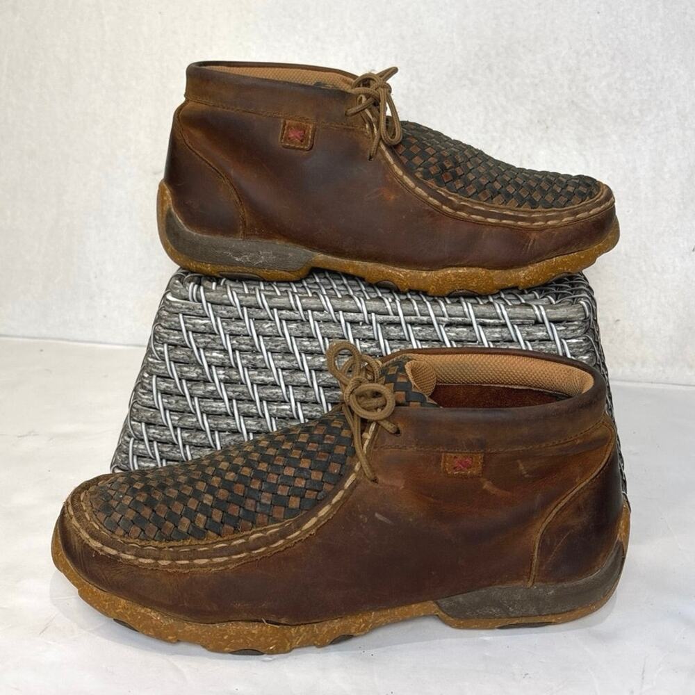 Twisted X Men's Chukka Driving Moc Moc Toe CellStretch, Black and Chocolate, 6M